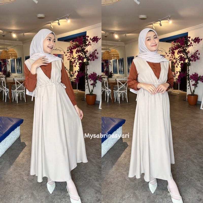 QILA Gamis Overall / Sleeveless Dress SABRINA SYARI - Overall dress vintage korea style fashion musl