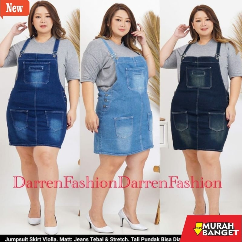 Jumpsuit Wanita Kekinian overall rok jeans pendek.Rok overall pendek jumbo .Rok Overall Wanita bahan