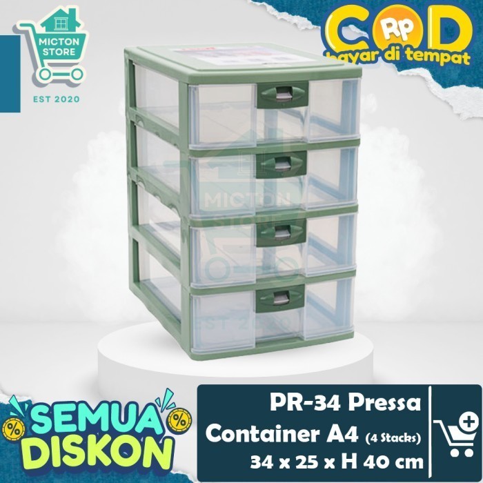 MICTON Lion Star PR-34 Pressa Container A4 (4 Stacks) Laci Kecil Meja Surat Komponen Perhiasan Bengk