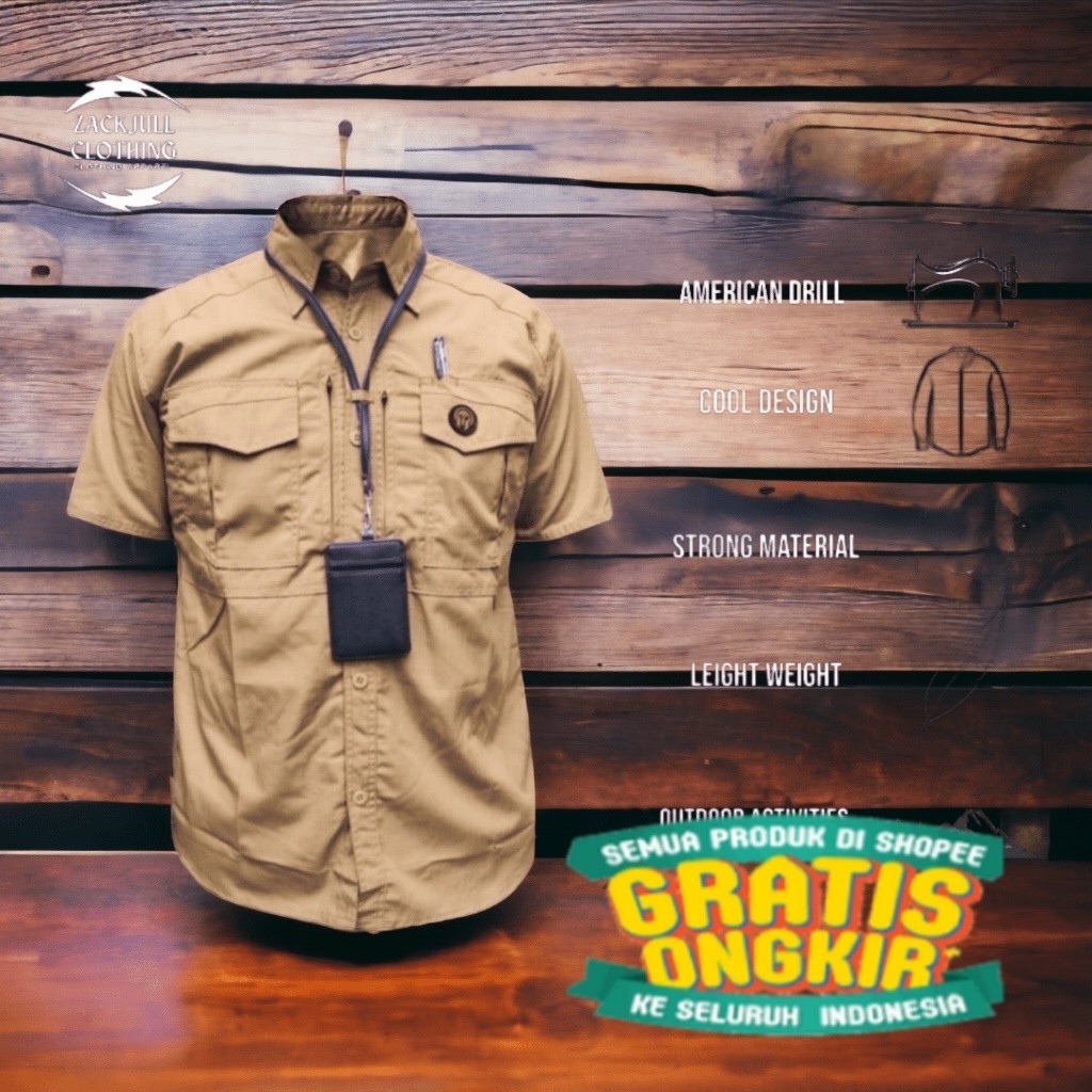 Kemeja Tactical M-tac Lengan Pendek Terbaru - Kemeja Pendek Cream / Kemeja Kantoran / BUMN / - Bahan