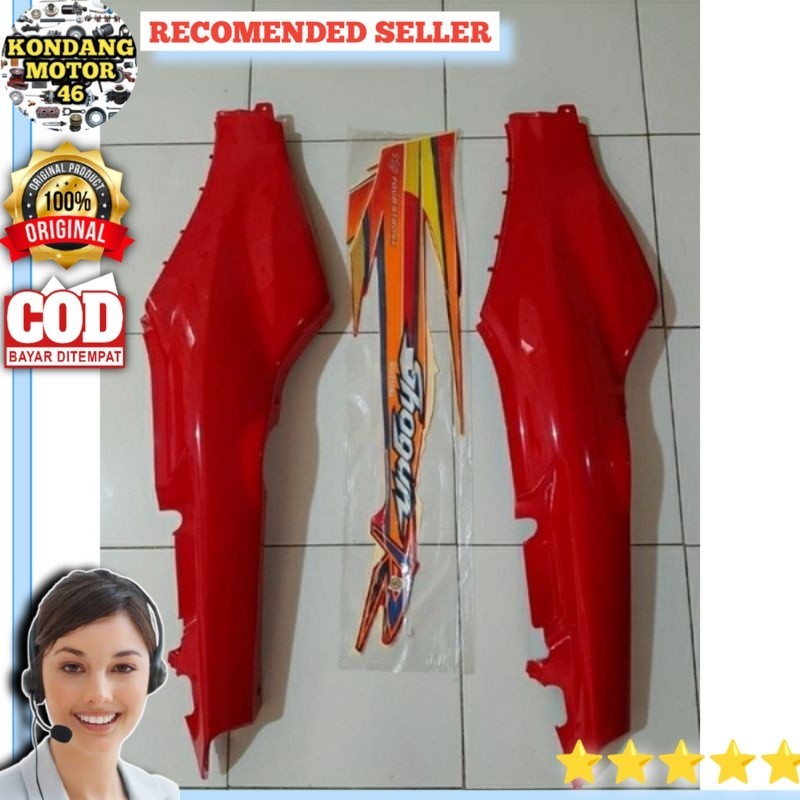 Cover Body Shogun R New 110 warna merah plus stripping