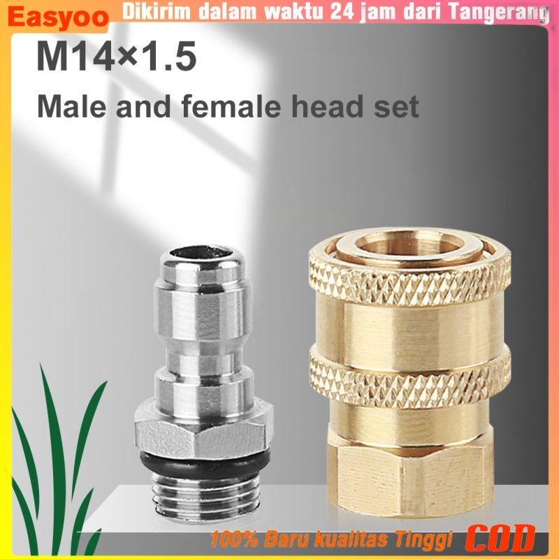 Coupler nepel angin adaptor M14X1.5 Female Male Sepasang selang tekanan tinggi quick release