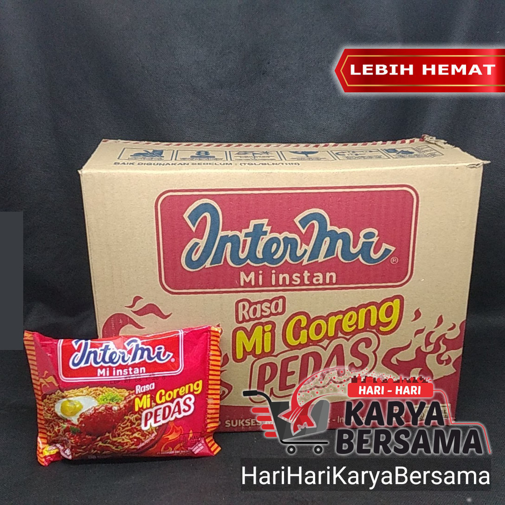 

INTERMI MIE INSTAN RASA MI GORENG PEDAS PER-KARTON ISI 40'S X 60GR