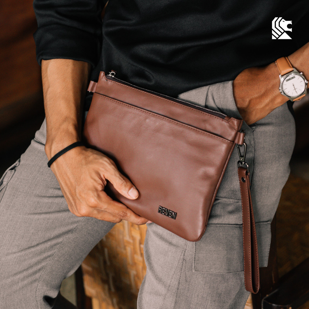 Handbag Clutch Pria Kulit Sapi Asli 100% Original Branded Tas Selempang Cowok Keren Hand Bag Premium