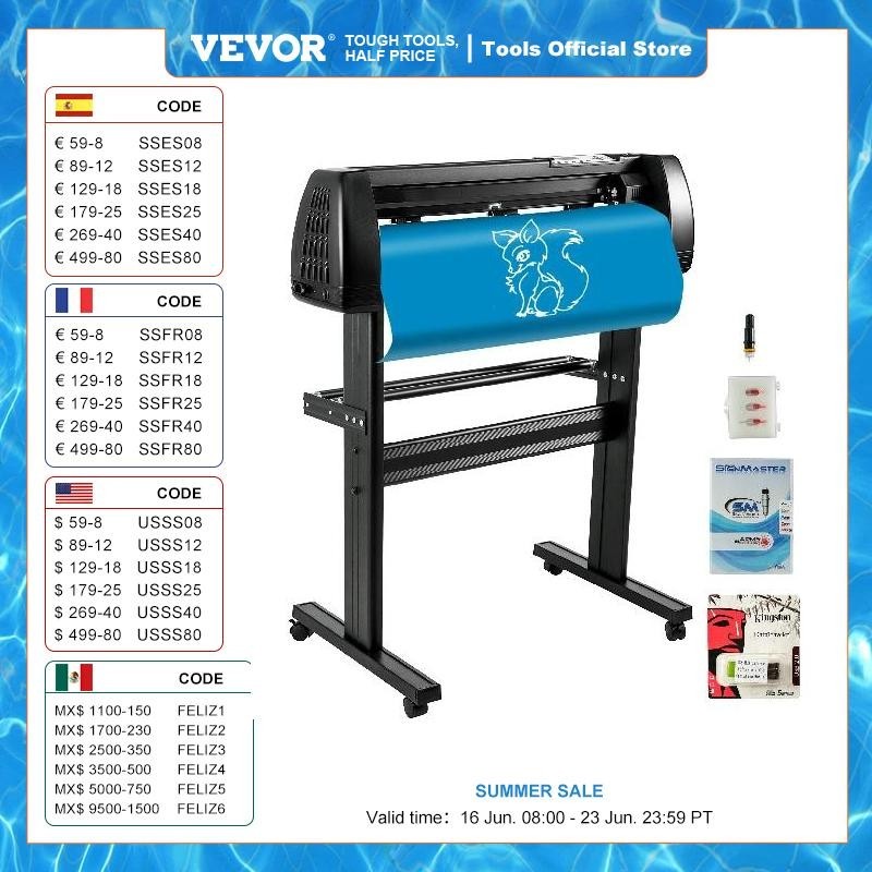 

VEVOR 28-34 Inch Vinyl Cutter Machine W/ Floor Stand Vinly Sign Cutting Plotter Starter Kits Software Adjustable Force Speed