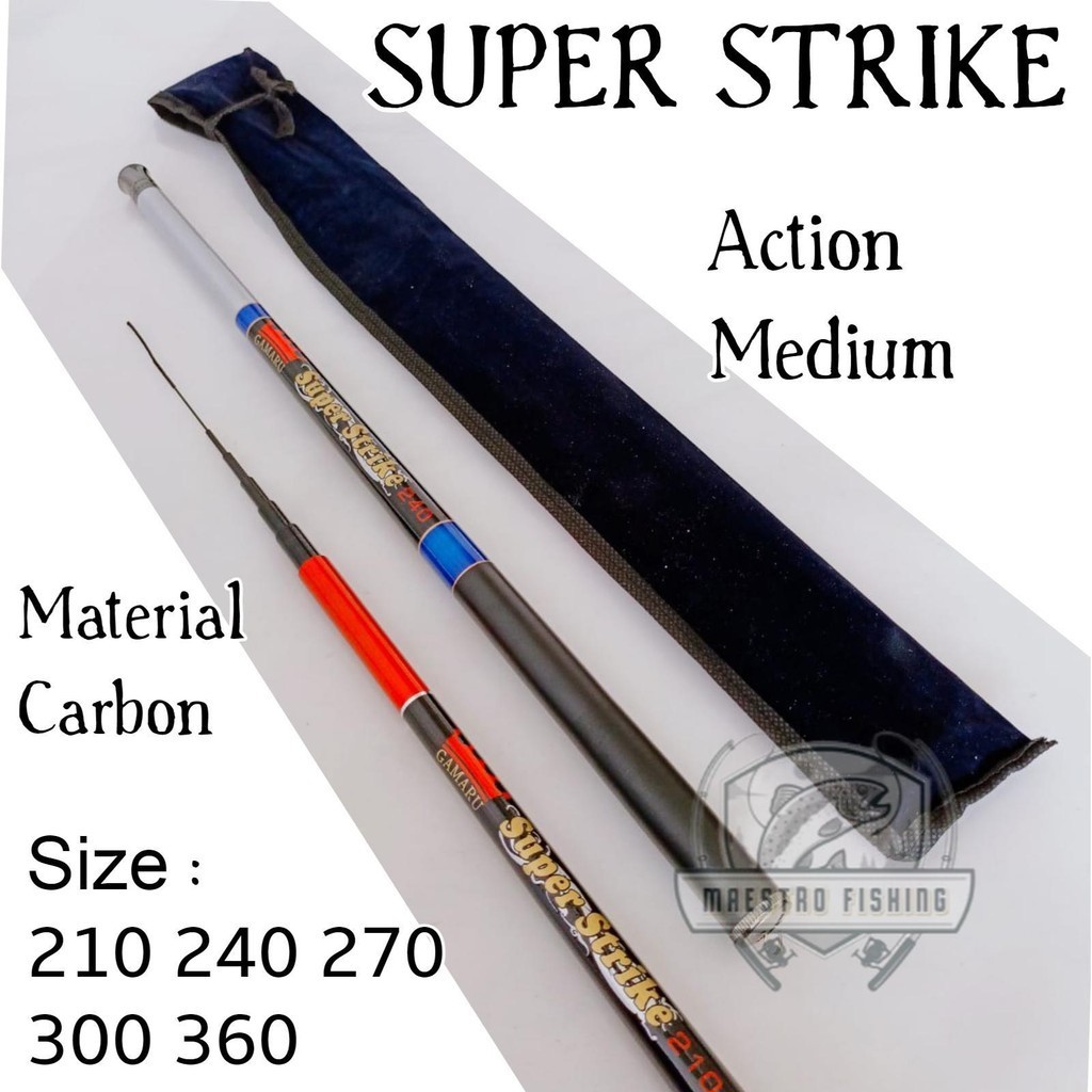 Gamaru Super Strike 210 240 450 Joran Tegek Ruas Pendek Bahan Carbon Action Medium Walesan Tongkat P
