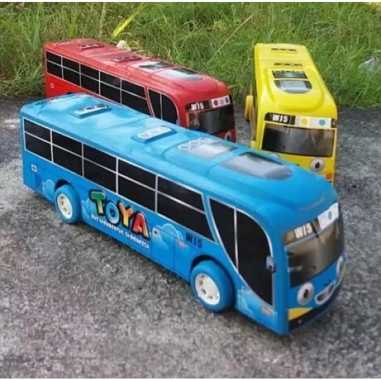 BIBU id (SERBA MURAH) COD MAINAN EDUKASI ANAK Mainan Anak Mobil Pullback Bus Tayo Toya Panjang 19cm/