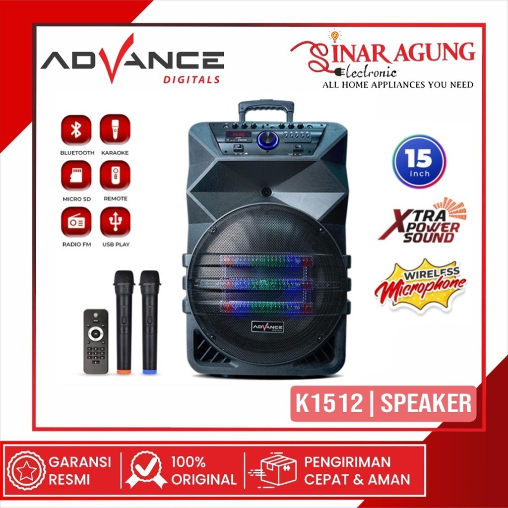 ADVANCE K1512 | K-1512 SPEAKER BLUETOOTH KARAOKE - GARANSI RESMI