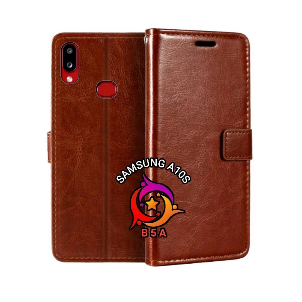 Case SAMSUNG A10S Flip Cover Wallet Leather Casing Dompet Kulit Untuk-SAMSUNG A10s Slot Card Warna H