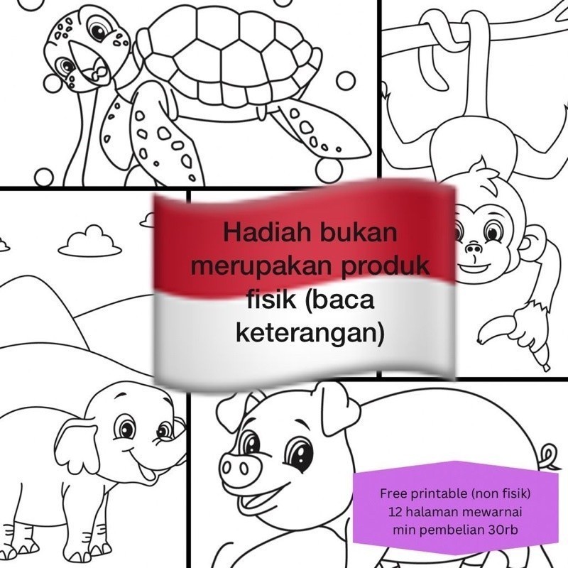 

FREE PRINTABLE (non fisik) mewarnai hewan 10 halaman min pembelian 50K