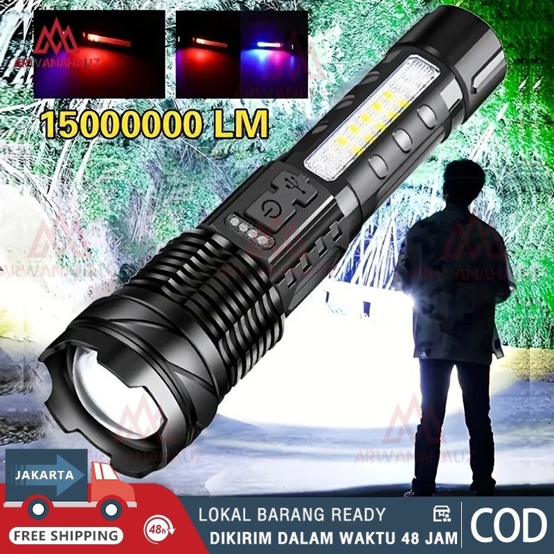 Senter Super Terang XHP50 10000 Lumens Jarak Jauh Waterproof / Senter Super Terang LED Anti Air Sent