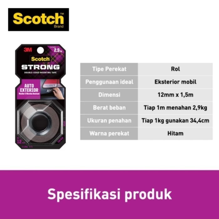 

Scotch 3m auto exterior perekat isolasi mounting tape 12MM × 1,5 M