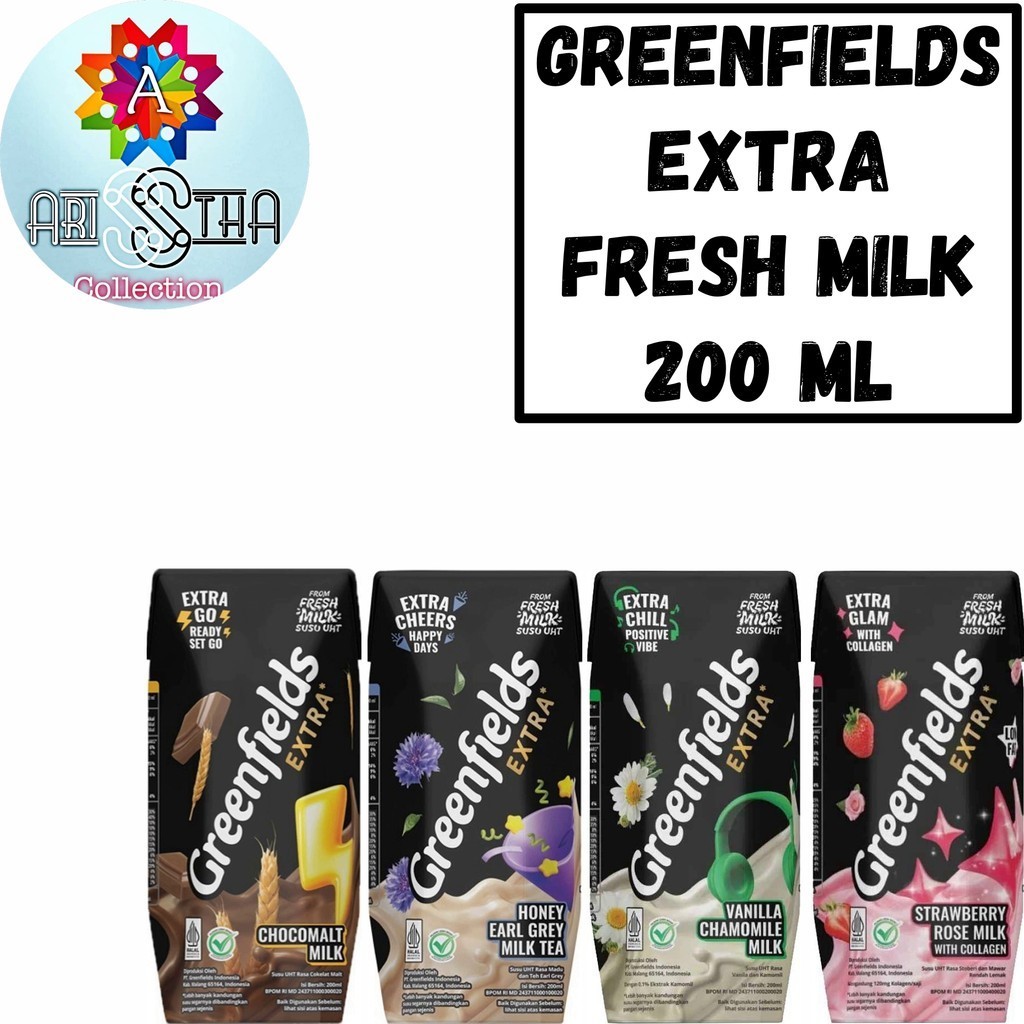 

GreenFields Susu Segar Ekstra UHT Kemasan 200 Gram ChocoMalt Strawberry Honey Vanilla