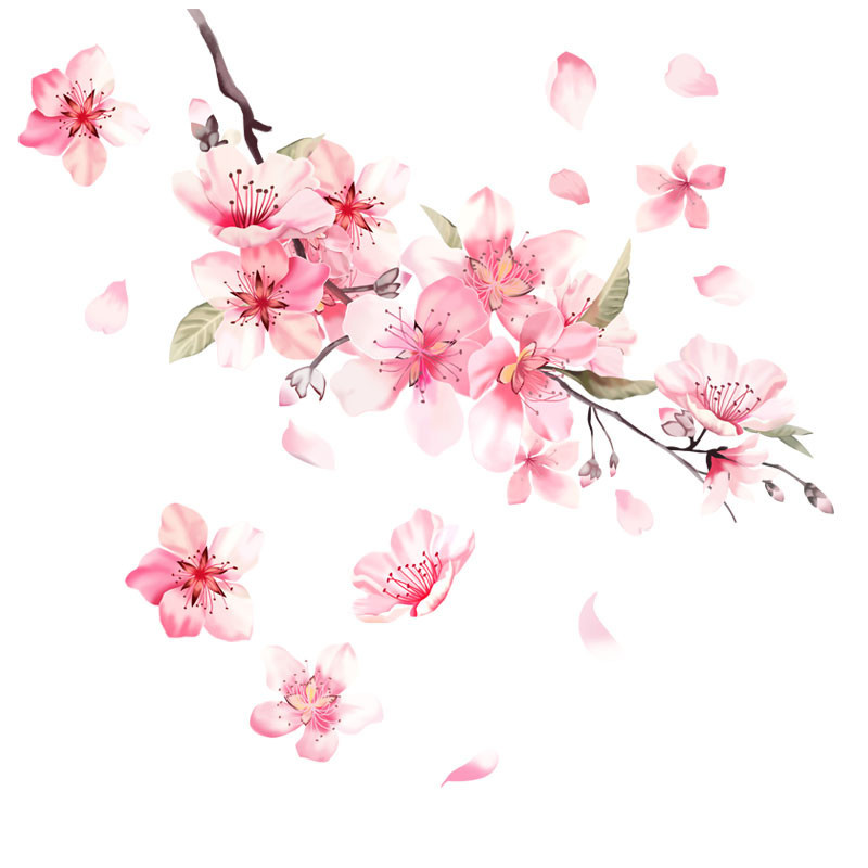 

Hot selling oriental cherry love Charm Pink Vinyl Sticker camper label vinyl waterproof sticker bread length.40cm