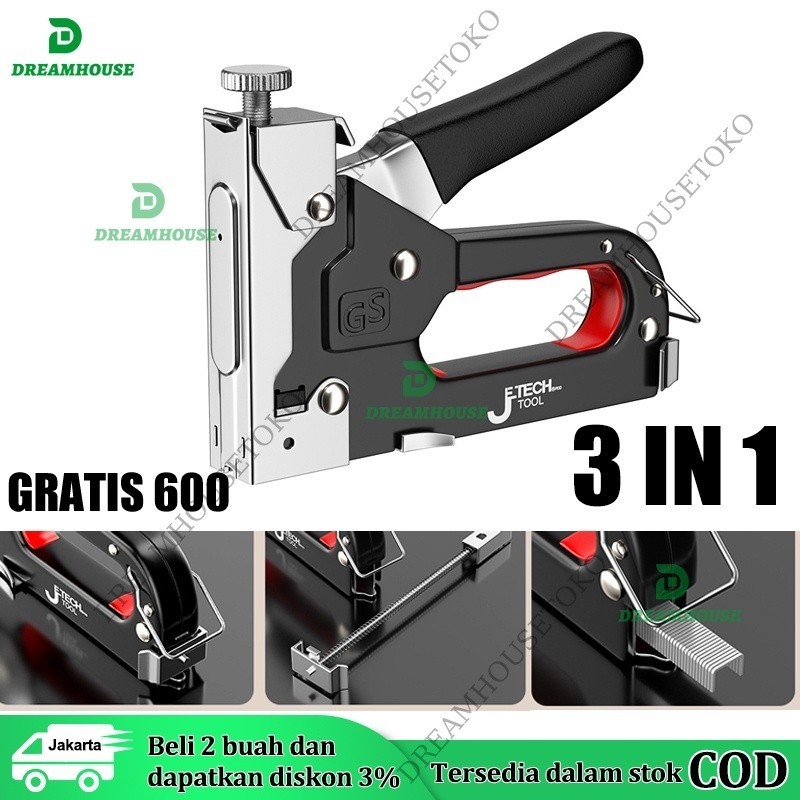 

4in1 Staples Stapler Staple Gun Paku 3 In 1 Pistol Kuku DIY Konstruksi Furnitur Konstruksi Pelapis Pelapis Pintu Tipe U Gratis 600 / T -Tipe Stapler Pistol Pertukangan Rumah Alat Alat Stapler Pertukangan