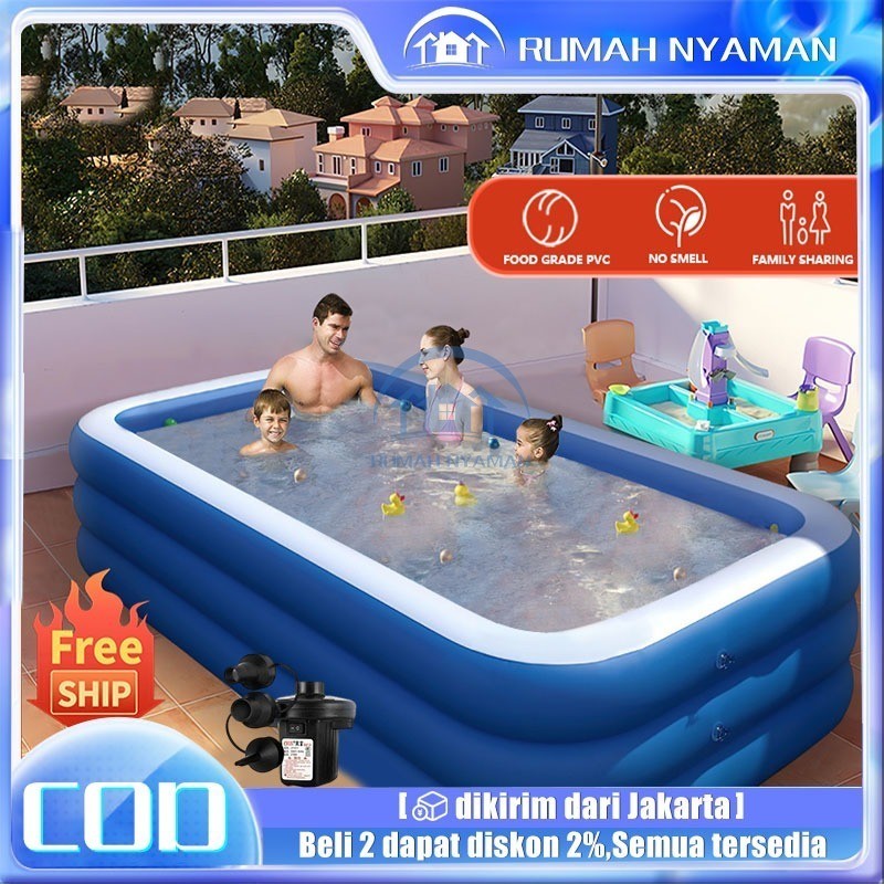 Kolam renang anak tiga cincin/kolam renang anak /Kolam Renang Keluarga Tiup Besar/mainan kolam renan