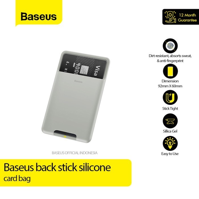 

[KUALITAS TETBAIK] Baseus Sticky Card Holder Dompet Kartu Tempelan HP Perekat Pocket - French Grey
