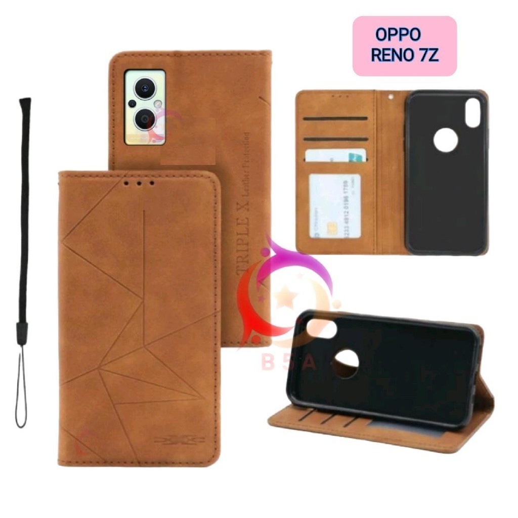 Leather Case MAGNET For OPPO RENO 7z Flip Leather Kulit FlipCover Casing Dompet / Slide Camera Prote
