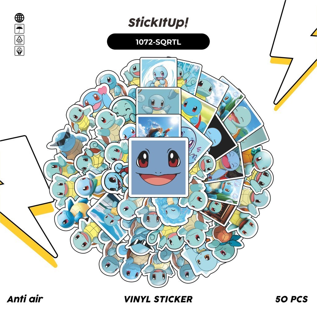

COD✨ 100 Pcs Stiker Pack Pokemon Squirtle Lucu Lucu Aesthetic Vynil Waterproof untuk Freebies Sticker Buku Journal Casing HP Laptop