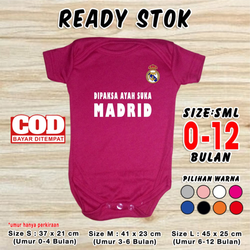 kaos jumper baju bayi bola Real Madrid Dipaksa Ayah set jamper jersey romper pakaian kado laki laki 
