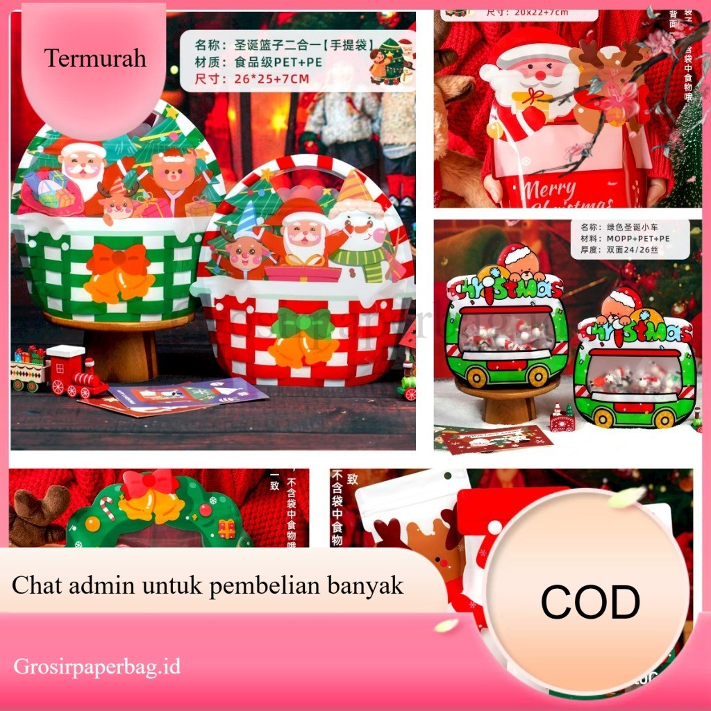 

Tas Kado Natal Plastik Ziplock - Kemasan Bingkisan Goodie Bag Natal Merry Christmas