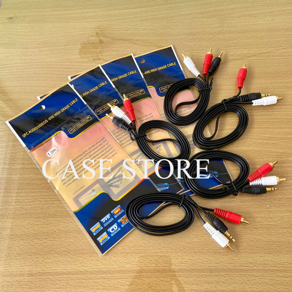CASE STORE Kabel Audio RCA 2 in 1 Jack 3.5mm Kabel Rca 2in1 / Kabel RCA 2-1 / Kabel Aux 2in1 Cabel A