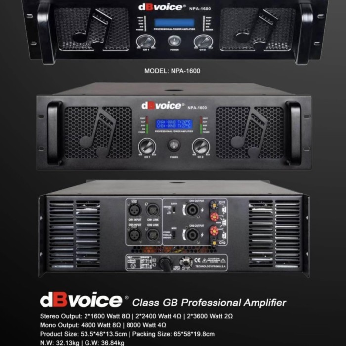 Power dB Voice NPA 1600 Original Amplifier dBvoice NPA1600 Class GB