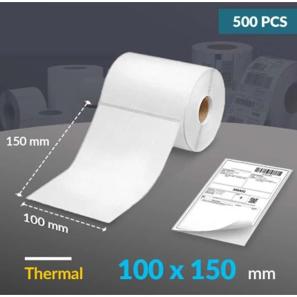 

100 X 150 MM Kertas Thermal Sticker Label Printer 10x15 CM ( ISI 500 PCS / roll )