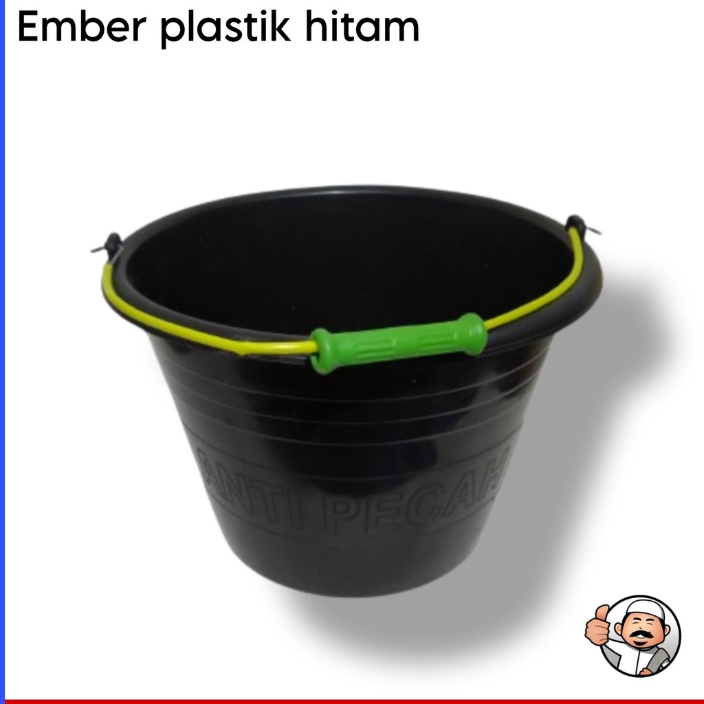 Ember Air Plastik Ukuran Sedang Warna Hitam - Cocok untuk Rumah Tangga Gagang