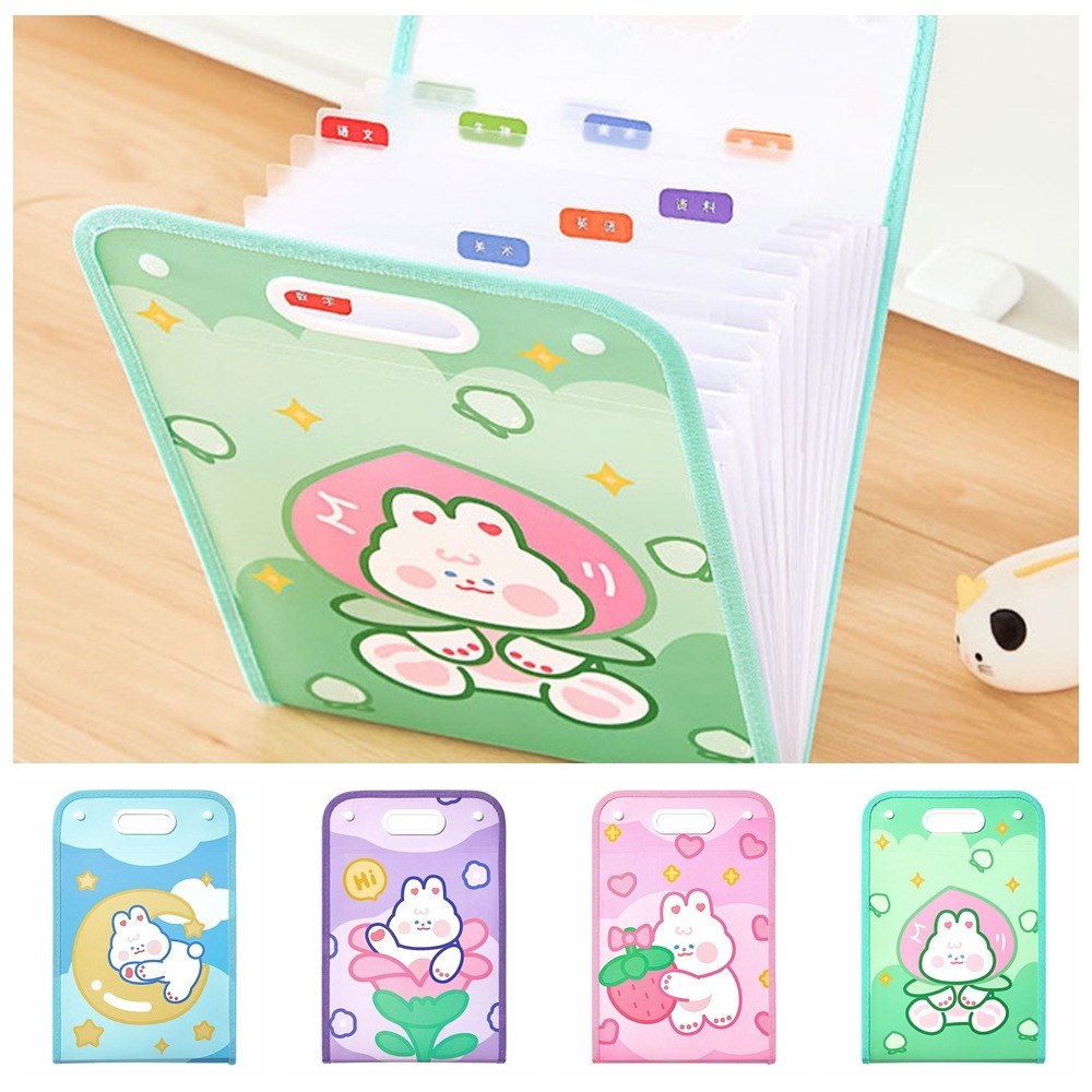 

13 Pockets A4 File Folder A4 Vertical Test Paper Storage Folder Cartoon Large Capacity Vertical Organ Bag Office Supplies