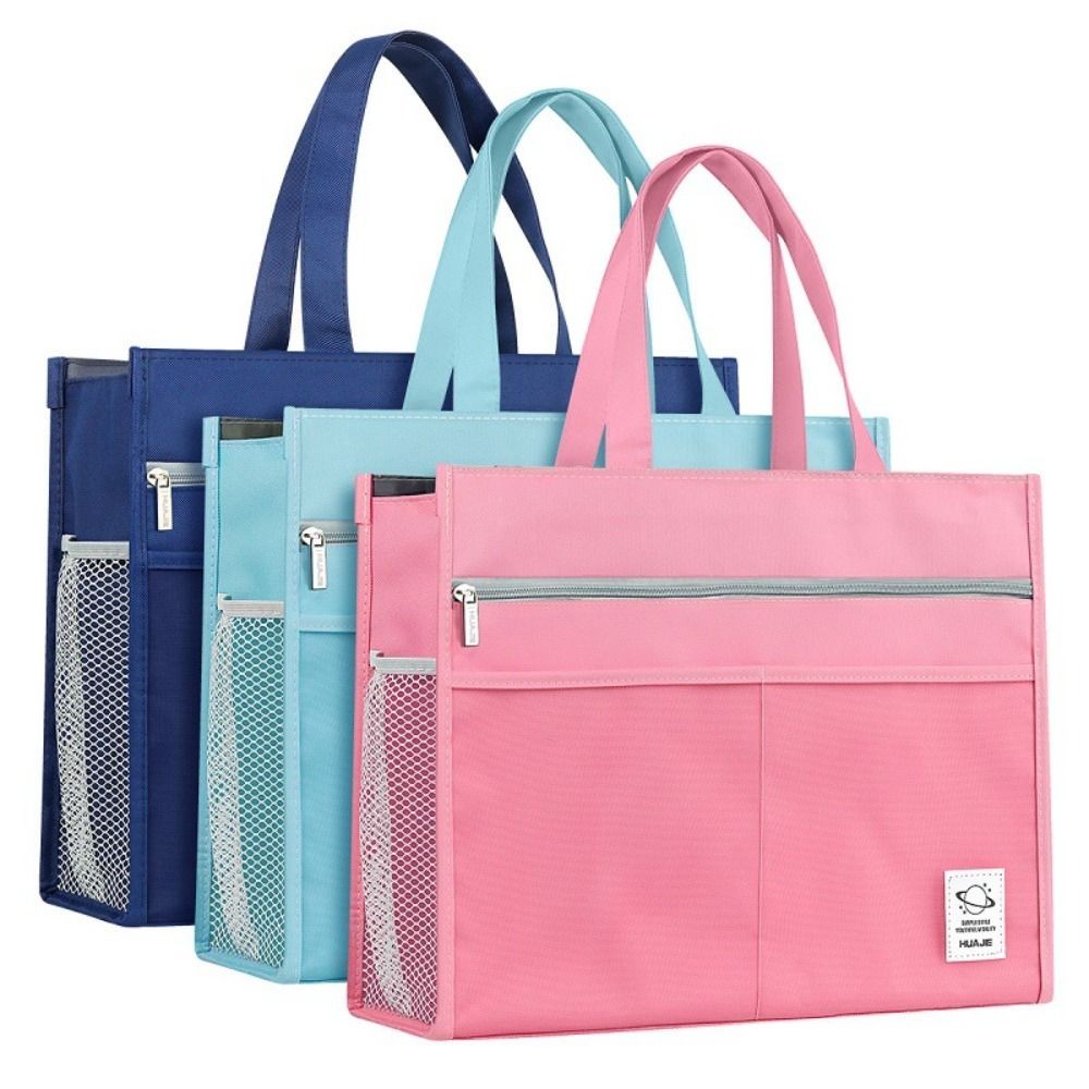 

Thickened Oxford Handheld Book Bag Multifunctional A3 Zipper Art Student Bag Large Capacity 8k File Bag School Office Supplies