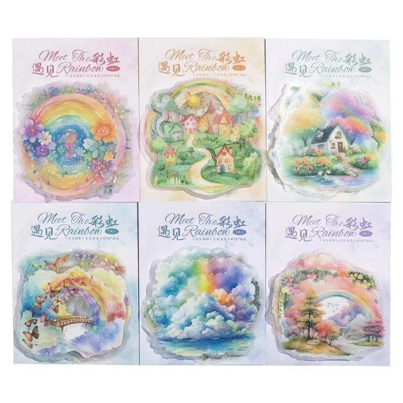

12Pcs PET Stickers Meet the Rainbow pack Handbook Decoration Collage everyday garbage Supplies Decorative Scrapbook cut 139*95mm