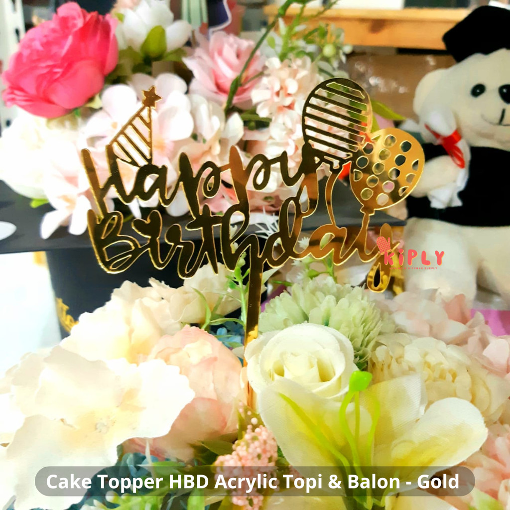 

Cake Topper HBD Acrylic Topi & Balon /Topper Kue Desain Ulang Tahun/Dekorasi Pesta Ulang Tahun