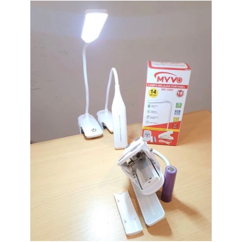 LAMPU MEJA BELAJAR SENTUH JEPIT CAS MYVO MD 1900 CAHAYA PUTIH