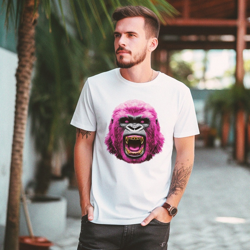 3DimensionWear - Kaos Distro Premium Original 3D Pink Gorilla - DT0845