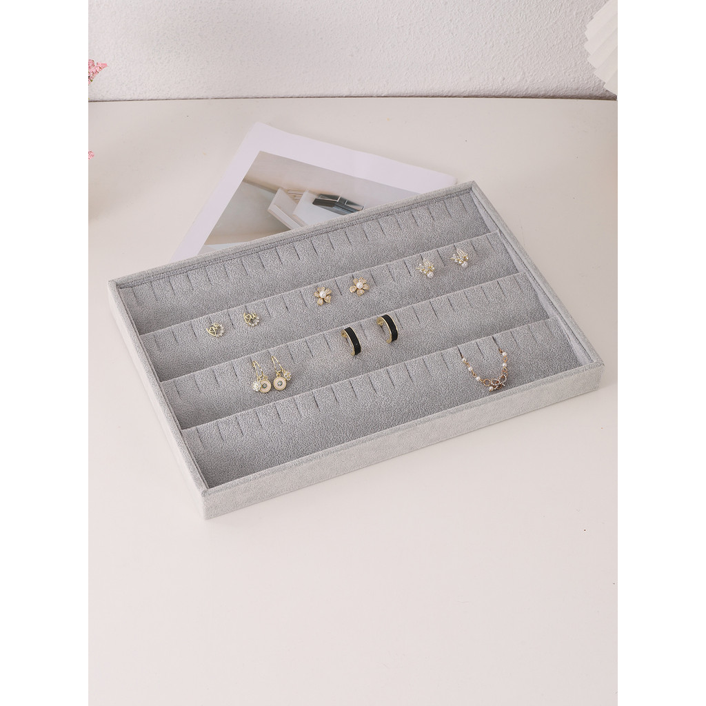 

Velvet Jewelry Display Tray Exquisite Jewellery Holder Portable Ring Earrings Necklace Organizer Storage Box Organizator Trays