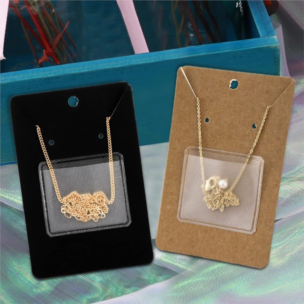 

50pcs Necklace Chain Adhesive Pouch Self-Adhesive Pockets Bag for Necklace Display Cards Loose Chain Storage Jewelry Supplies