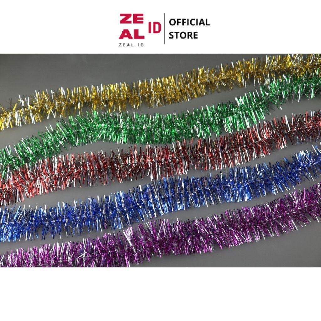 

ZEAL-ID - SLINGER 2 Meter Diameter 5cm Single Colored / Mix / Motif Rumbai Garland Tensil Tinsel Metalik Hiasan