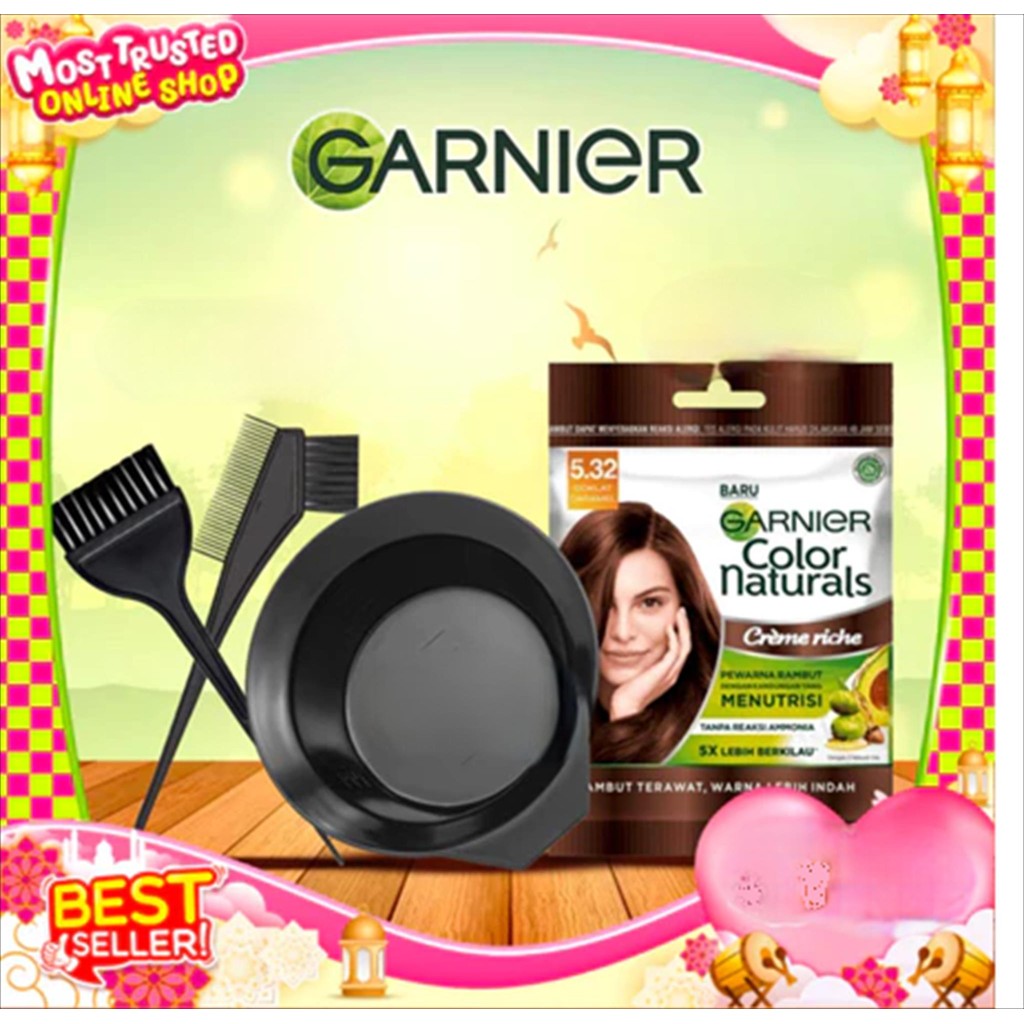 [BUNDLING] Garnier Hair Colour 20gr SACHET Black 1.0 + Set sisir semir