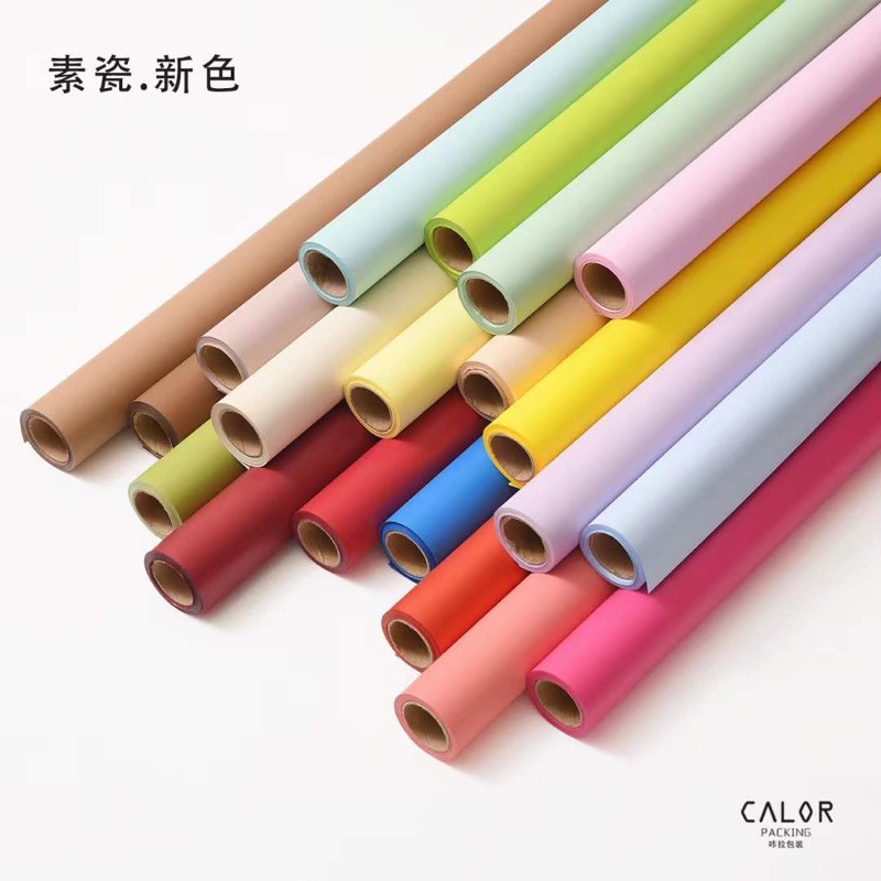 

10m CALOR Premium FLower Wrapping / Doff Color Opp Roll Kertas Bunga Buket Polos Tebal Matte Cellophane