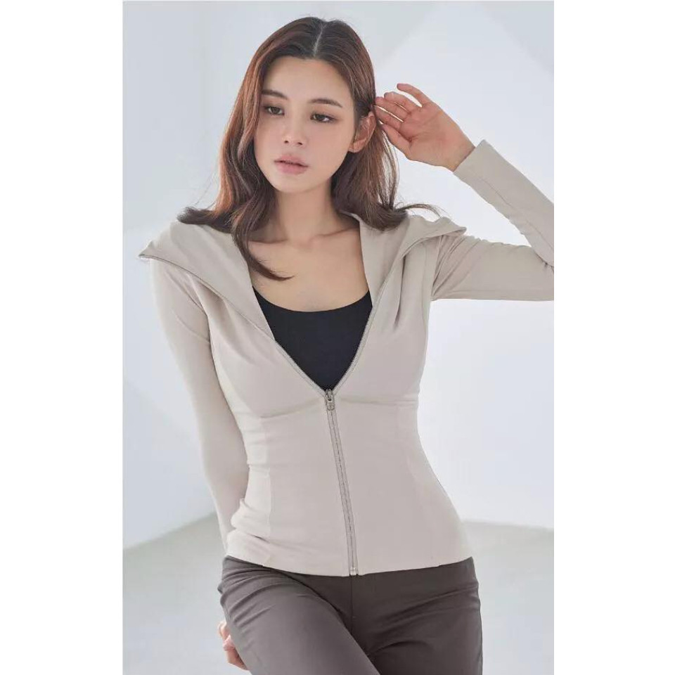 STL Slim Fit Fleece Gym Hoodie Jacket - Jaket Bodycon Gym Yoga Pilates Workout Zumba Winter Hijab Sa