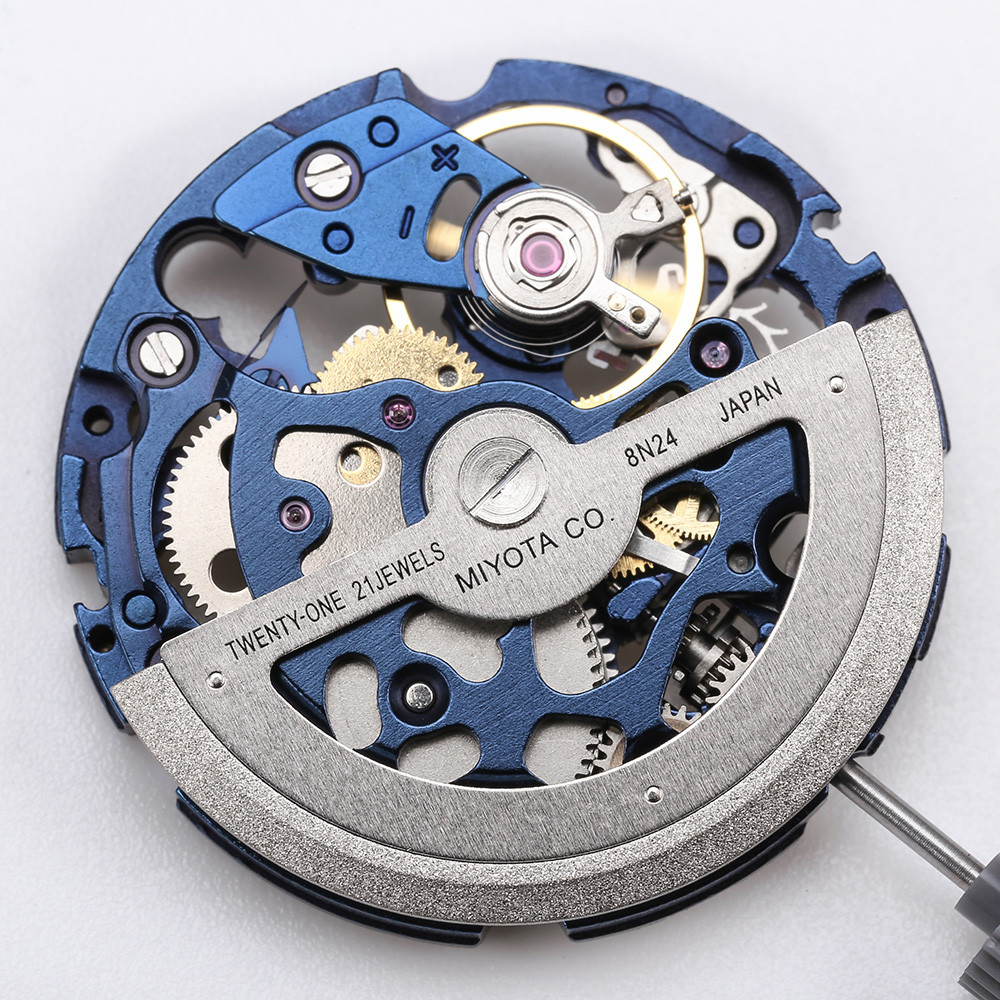 Modified Miyota 8N24 Mechanical Movement 21 Jewel Automatic Self-winding Skeleton Mechanism Gold/Sli