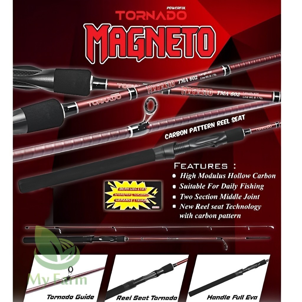 Tornado Magneto 562 602 8-17LB Joran Spinning Bahan Carbon Hollow Ulir Full Eva Tongkat Pancing Samb