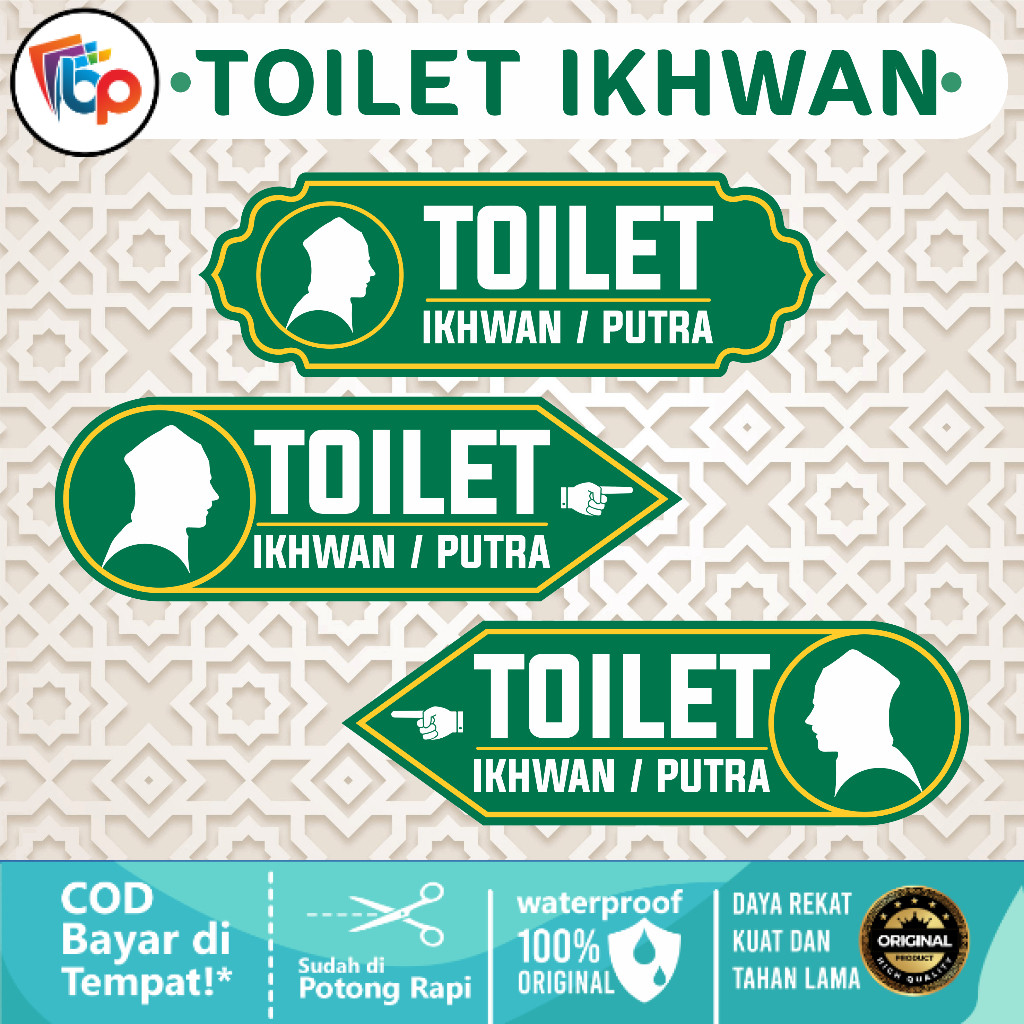 

Stiker Vinyl Petunjuk Arah Toilet Ikhwan / Putra / Laki-laki Glossy + Cut