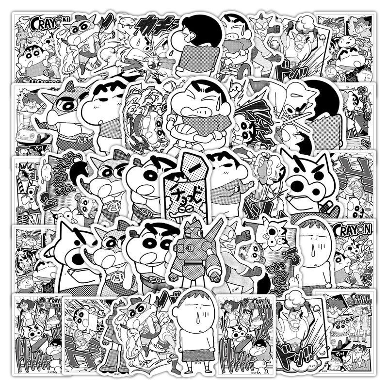 

Official 50 pcs Sticker Crayon Shin Chan Black and White