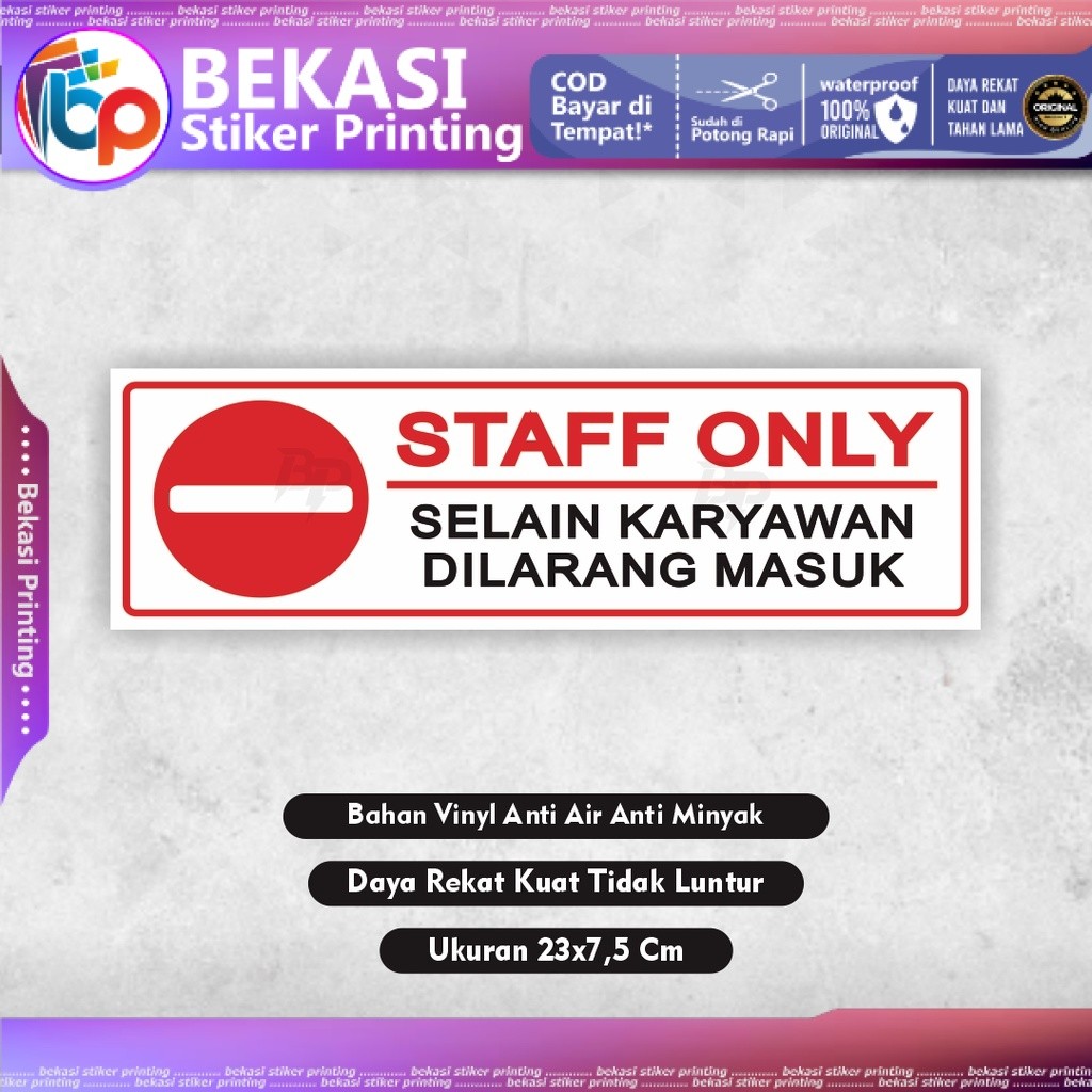 

Stiker Label Staff only selain karyawan dilarang masuk stiker staff only stiker dilarang masuk stiker vinyl stiker karyawan