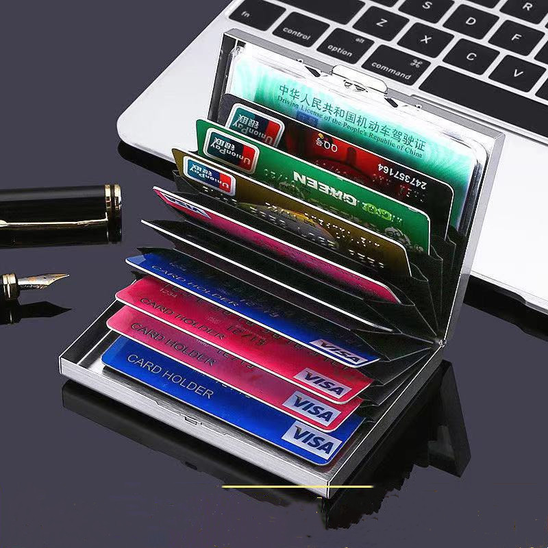 

Metal Men Credit Card Holder Organ Id Storage Coin Container Mobile Phone Bag Bussiness Purse Money Wallet