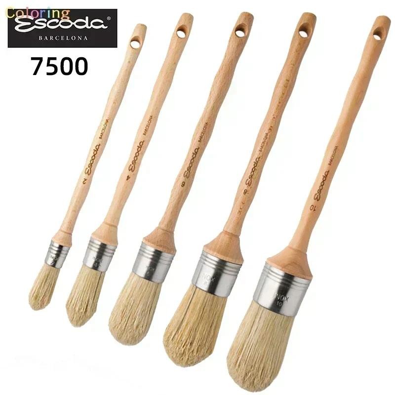 

Escoda Series 7500 Artist Paint Brush for Murals, Decorative Work & Faux Finishing, Natural Chungking Hog Bristle, Round Dome