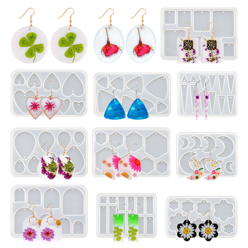 

DIY Polygonal Earrings Epoxy Silicone Mold Irregular Shaped Mirror Resin Pendant Jewelry Molds For Necklace Keychain Making