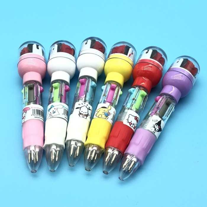 

5in1 Multicolor Bolpoin Anak 4 warna dg Roller Stamp Karakter WMO BC31